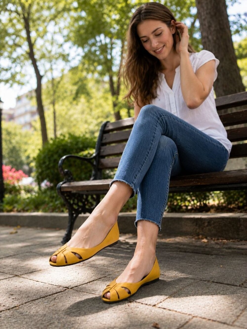 Mossimo Supply Co Yellow Flats Women’s Size 8 Faux Leather Casual Shoes Cutout
